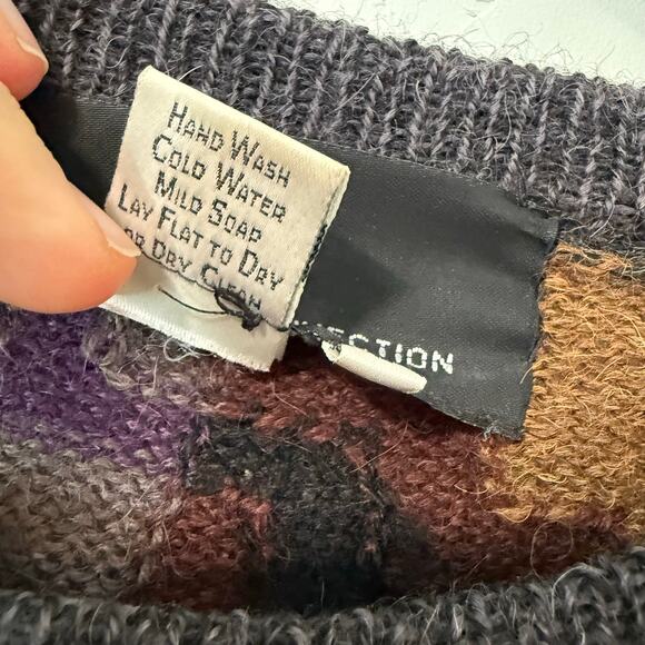 Peruvian Connection Alpaca Grandpa Sweater Colorful Geometric Pattern Crew Large - Picture 6 of 7